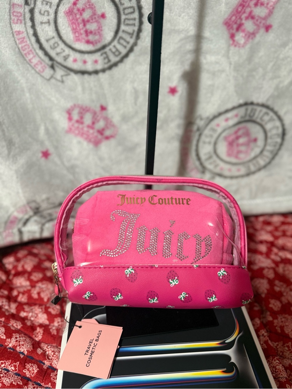 Juicy Couture Pink Clear-Top make up with Strawberry Print